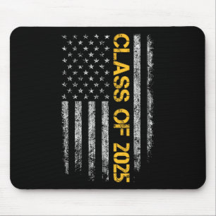 Senior Cl Of 2025 Patriotic American Flag Graduati Mouse Pad