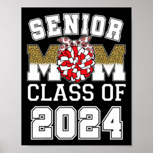 Senior Cl Of Cheerleading Player Graduate Leopard  Poster
