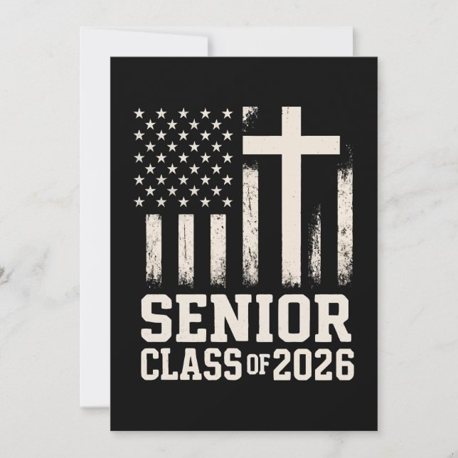 Senior Class 2026 Cross Flag USA Invitation (Front)