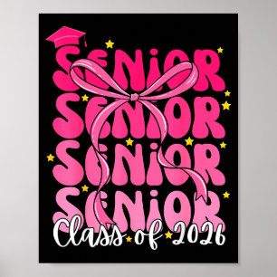 Senior Class 2026 Pink Coquette Illustration Poster