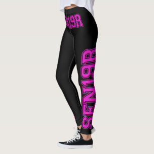 Senior Class of 2019 Hot Pink Typography SEN19R Leggings