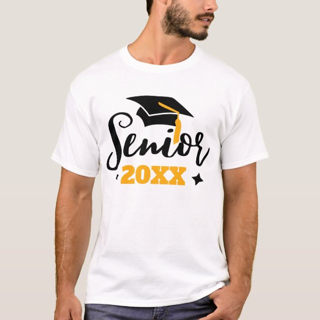 Senior class of 2022 graduation year black gold T-Shirt (Front)