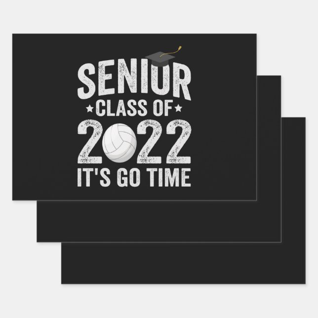 Senior Class of 2022 It's Go Time Funny Volleyball Wrapping Paper Sheet (Set)