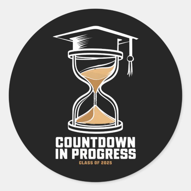 Senior Class Of 2025 Countdown to Graduation Gift Classic Round Sticker (Front)