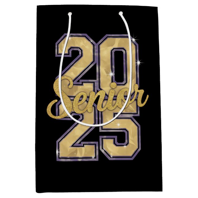 Senior Class Of 2025 Gold Graduation Graduate Medium Gift Bag (Front)