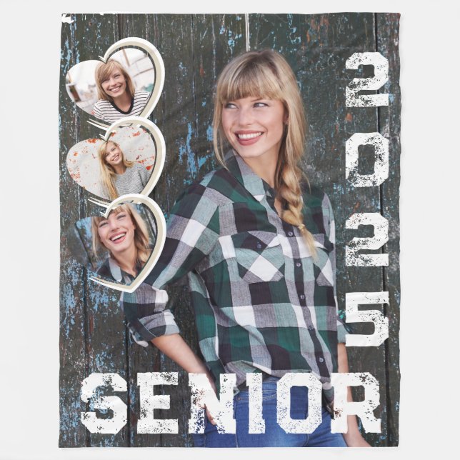 Senior Class of 2025 Graduation Photo Keepsake Fleece Blanket (Front)