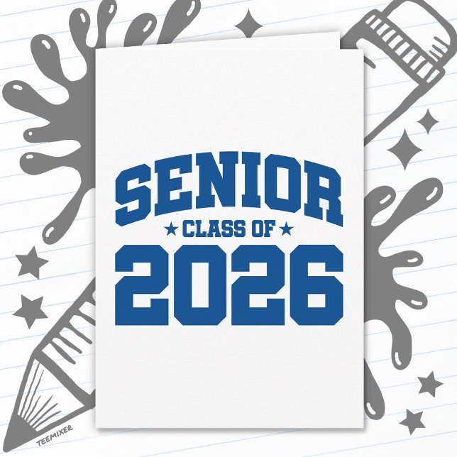 Senior Class of 2026 Blue Graduation Bold Minimal Card (Creator Uploaded)