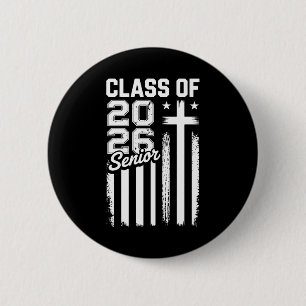 Senior Class Of 2026 Christian Jesus American Flag 2 Inch Round Button