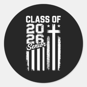 Senior Class Of 2026 Christian Jesus American Flag Classic Round Sticker