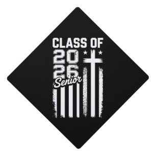 Senior Class Of 2026 Christian Jesus American Flag Graduation Cap Topper