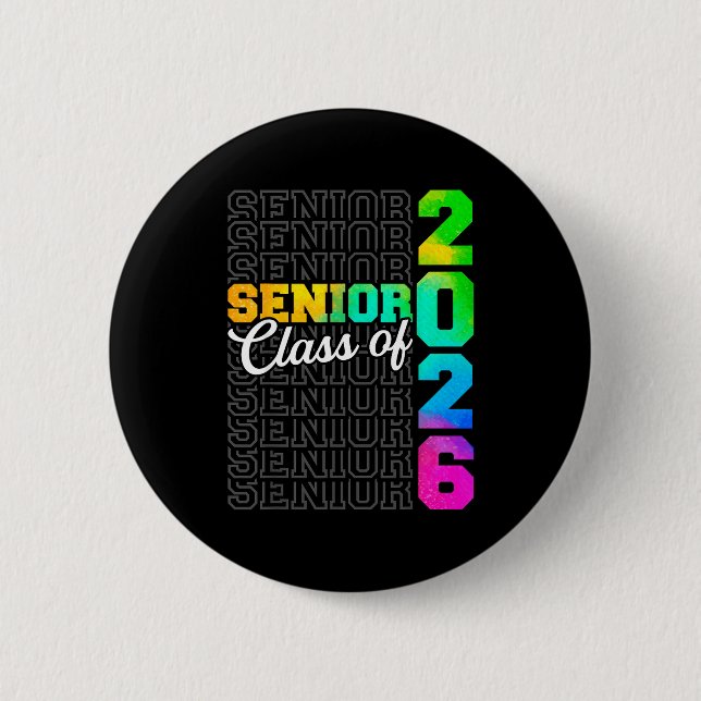 Senior class of 2026 graduate high school 2 inch round button (Front)