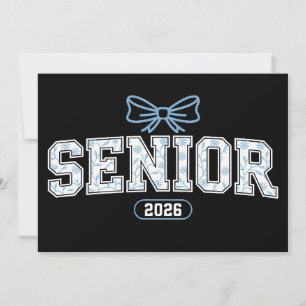 Senior Class Of 2026 Graduation Blue Floral Bow Invitation