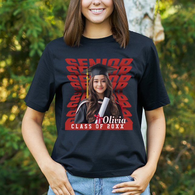 Senior Class of 2026 Personalized Photo & Name  T-Shirt (Creator Uploaded)