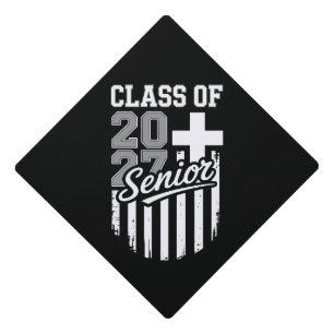 Senior Class Of 2027 Christian American Flag Grad Graduation Cap Topper
