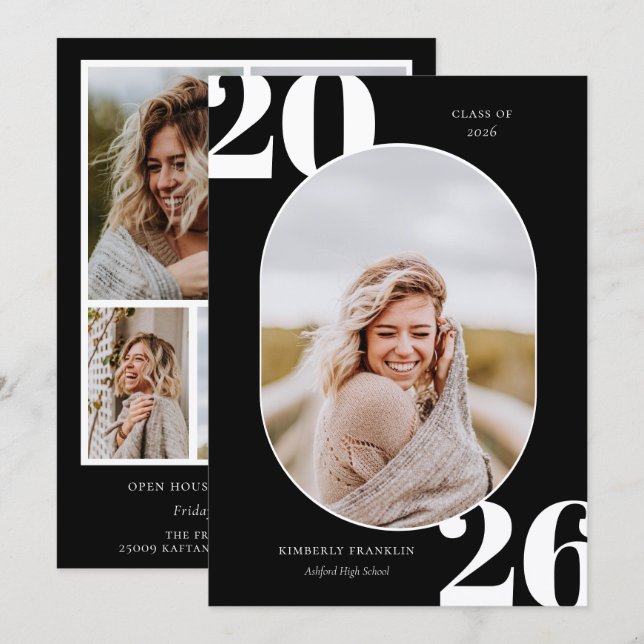 Senior Class Rounded Photo Frame Graduation  (Front/Back)