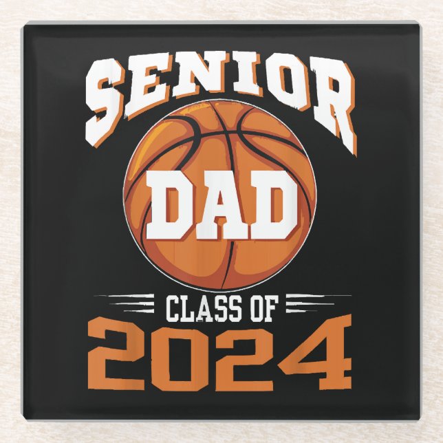 Senior Dad Class of 2024 Glass Coaster (Front)