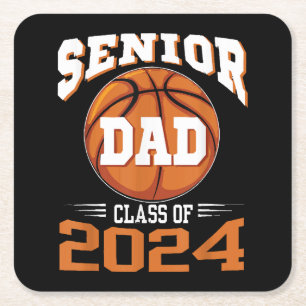 Senior Dad Class of 2024 Square Paper Coaster