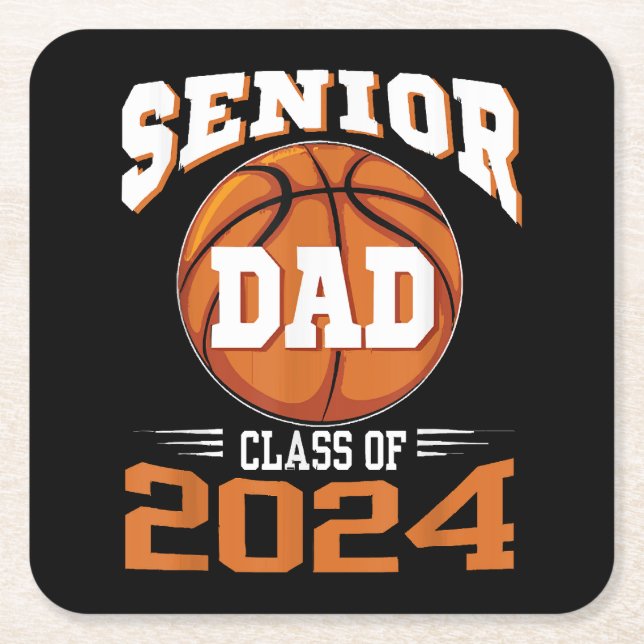 Senior Dad Class of 2024 Square Paper Coaster (Front)