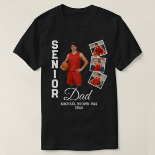 Senior Dad Custom Photo Collage Name Number Year T-Shirt