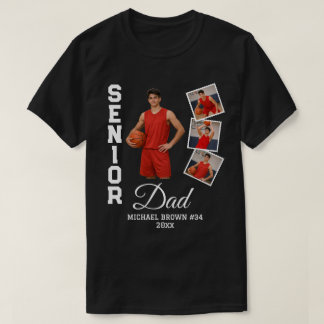 Senior Dad Custom Photo Collage Name Number Year T-Shirt