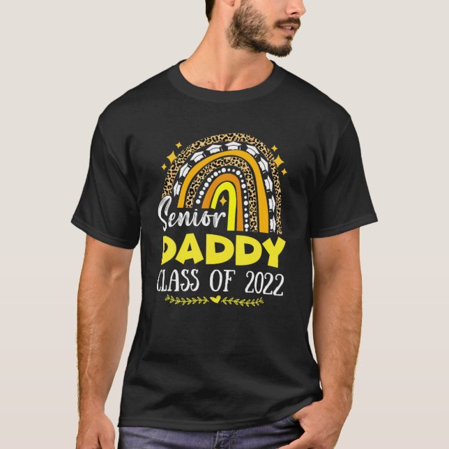 Senior Daddy Class Of 2022 Grad Graduation Leopard T-Shirt (Front)