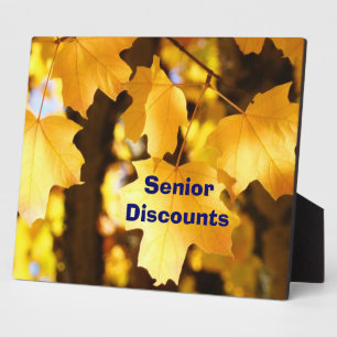 Senior Discount Counter sign Plaques custom Autumn