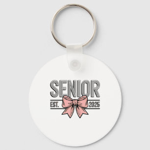 Senior Est 2025 Bow Coquette Graduation Keychain