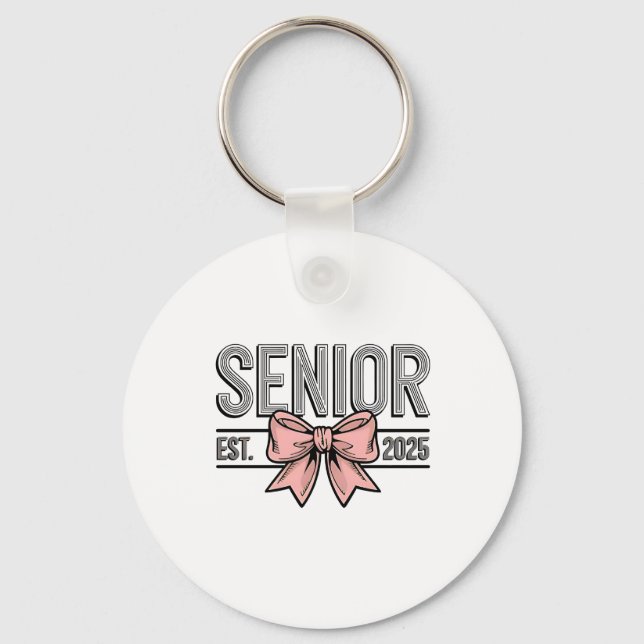 Senior Est 2025 Bow Coquette Graduation  Keychain (Front)