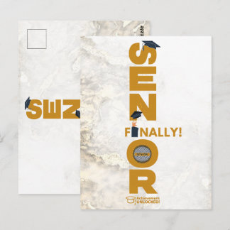 Senior Finally Graduation Achievement Unlocked Postcard