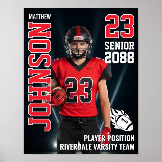Senior Football Photo Light Background Sports Poster (Front)