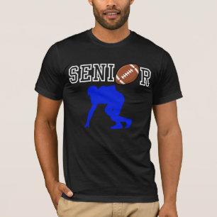 Senior Football Player with Blue Silhouette T-Shirt