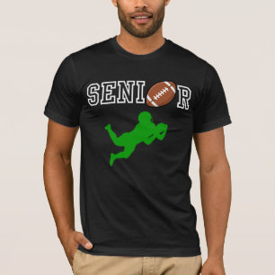 Senior Football Player with Green Silhouette T-Shirt