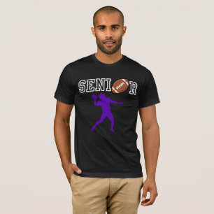 Senior Football Quarterback with Purple Silhouette T-Shirt