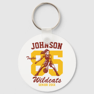Senior Girl Basketball Player School Sports Team Keychain