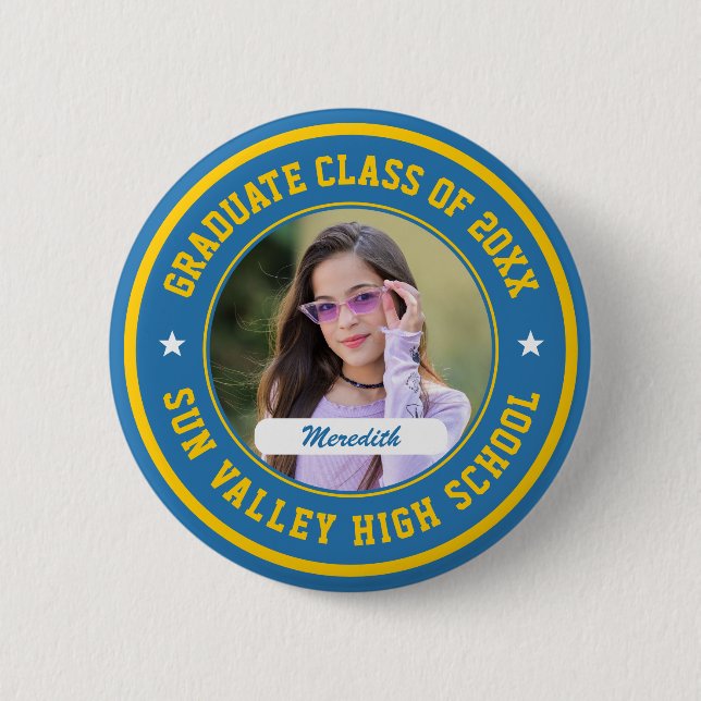 Senior Graduate Class Custom Photo Graduation 2 Inch Round Button (Front)