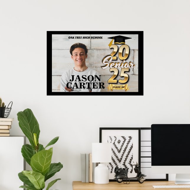 Senior Graduate Class of 2025 Graduation Photo Poster (Home Office)