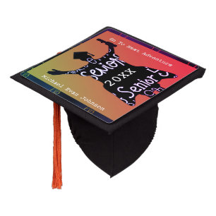 Senior Graduate Silhouette Sunset Colours Graduation Cap Topper