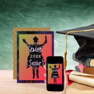 Senior Graduate Silhouette Sunset Colours Party Invitation