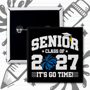 Senior Graduation Quote Cheerleader Class of 2027 2 Inch Square Button