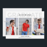 Senior High School Graduation Photo Party Invite<br><div class="desc">Celebrate your senior guy's graduation with this three-photo modern graduation announcement and party invitation card. Customize the front side with three of his favourite senior photos, name and the name of his school. Add graduation party details to the back. With its eye-catching design and personalized touch, this graduation party invitation...</div>