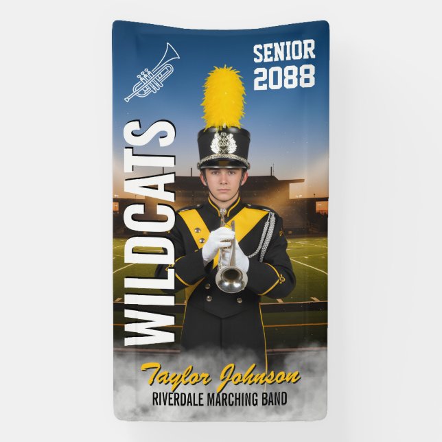 Senior Marching Band Team Custom Sports Photo Banner (Vertical)