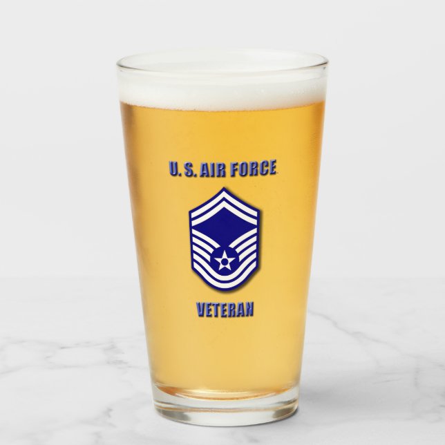 Senior Master Sergeant USAF Glass Cup (Front Filled)