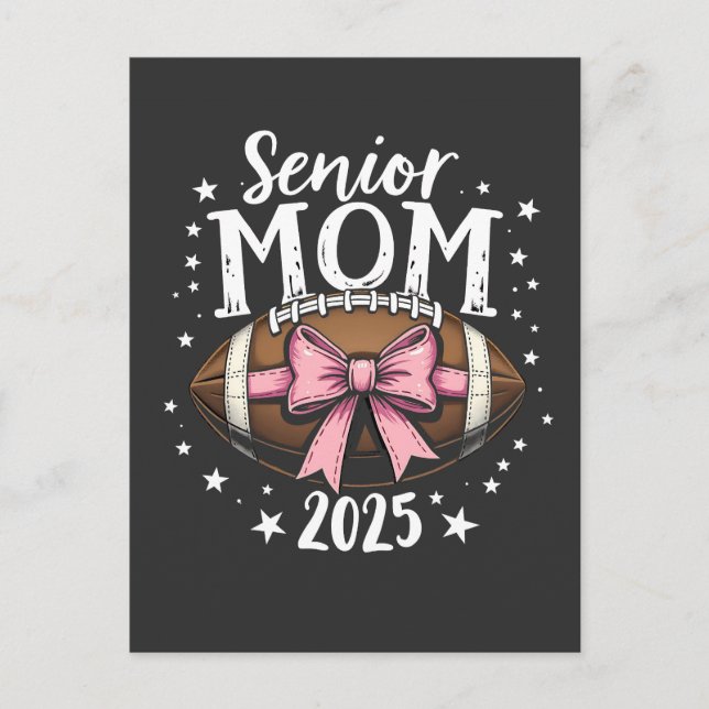 Senior Mom 2025 Class of Graduation Football  Invitation Postcard (Front)