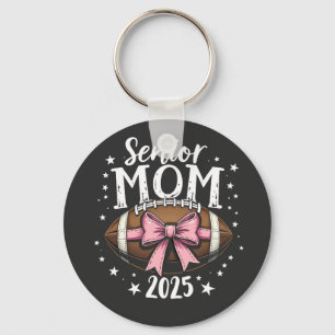 Senior Mom 2025 Class of Graduation Football Keychain