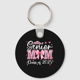 Senior Mom 2025 Graduation Cl Of 2025 Coquette Bow Keychain