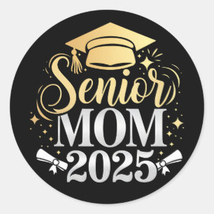 Senior Mom 2025 Graduation Family Son Daughter Classic Round Sticker