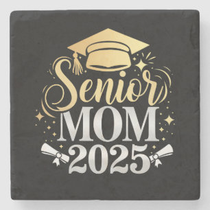 Senior Mom 2025 Graduation Family Son Daughter Stone Coaster