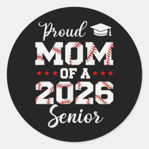 Senior Mom Cl Of 2026 Cute Sell Player Graduation Classic Round Sticker