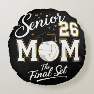 Senior Mom Class of 2026 Volleyball Round Pillow