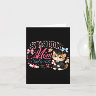 Senior mom class of 2027 cute cat graduation pink card